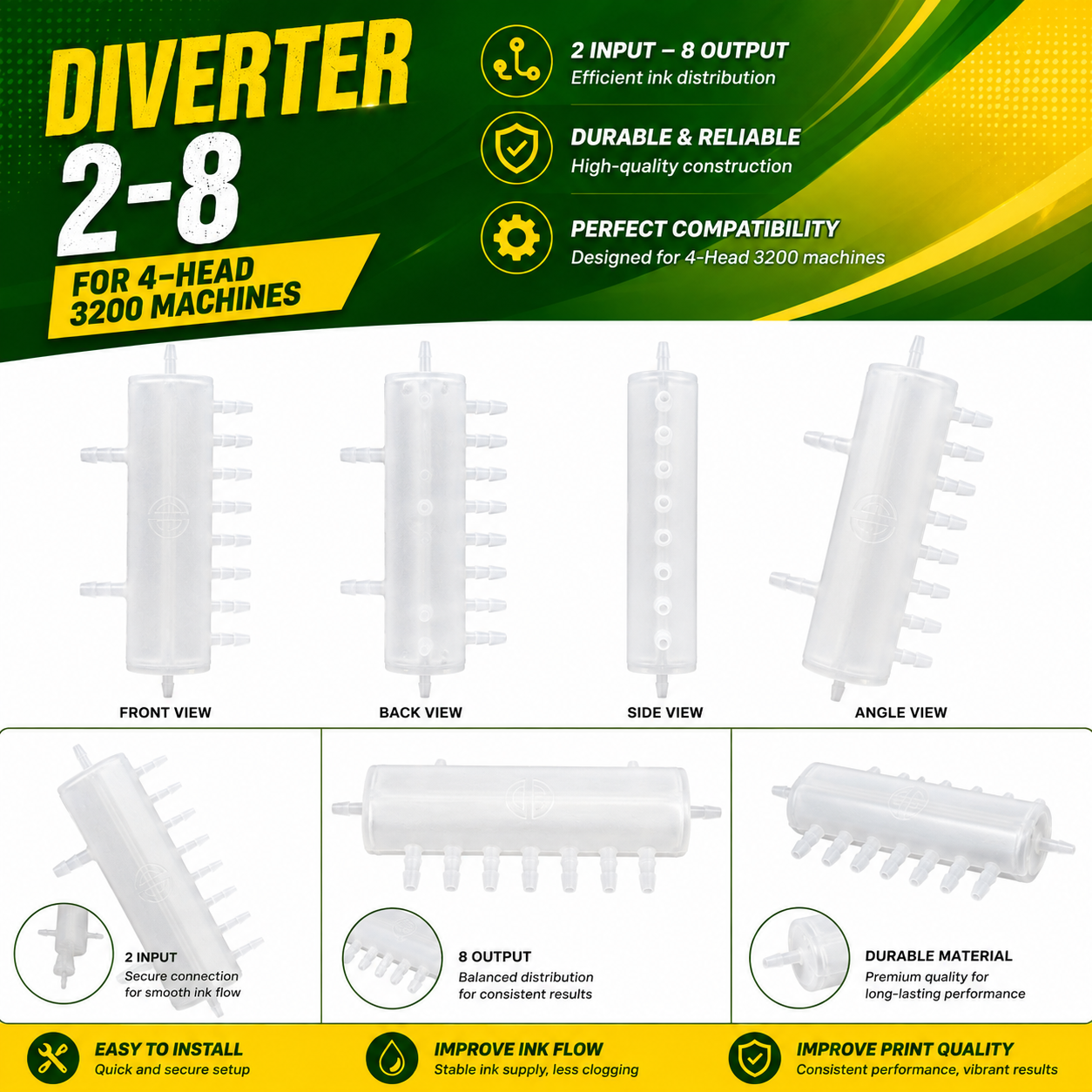 DTF Ink Diverter 2-8 Manifold for 4-Head 3200 Printers