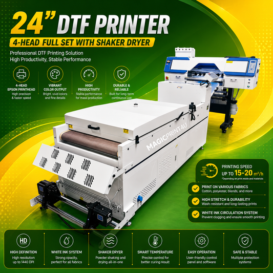 24" DTF Printer 4-Head Full Set with Shaker Dryer