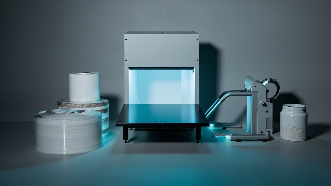 dtf printing equipment and supplies arranged on a clean professional workbench