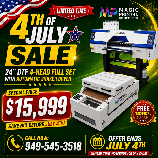 24"  DTF Printer 4-Head Full Set with Shaker Dryer