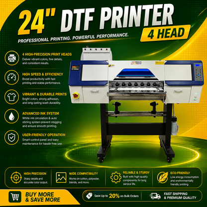24" DTF Printer 4 Head – High Speed Direct to Film Printing Machine