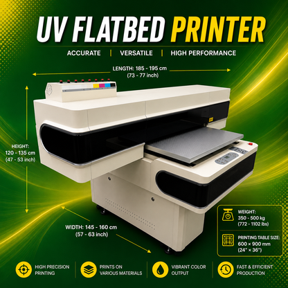 UV Flatbed Printer 24" × 36  Industrial Digital UV Printer for Acrylic, Wood, Glass, Metal & Plastic