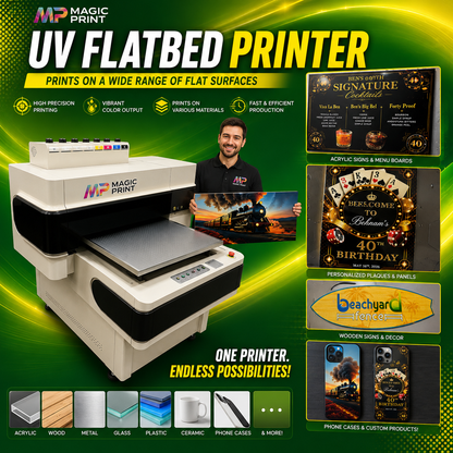 UV Flatbed Printer 24" × 36  Industrial Digital UV Printer for Acrylic, Wood, Glass, Metal & Plastic