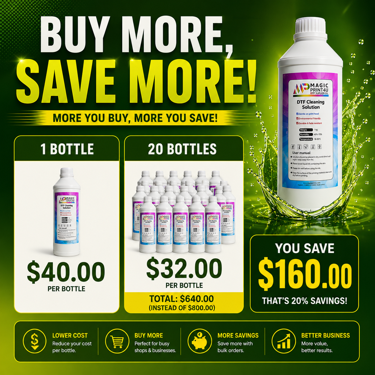 DTF Cleaning Solution Printhead Maintenance, Nozzle Care & White Ink System Support