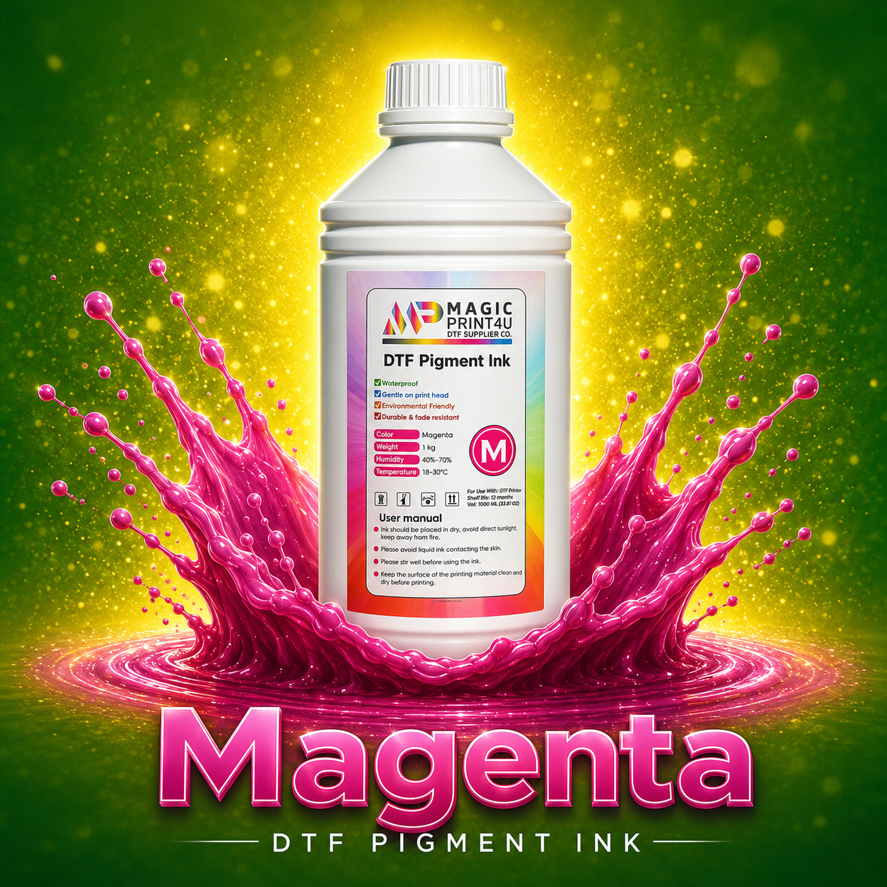 Premium DTF Pigment Ink  CMYK & White High-Opacity, Wash-Resistant Ink for DTF Printing