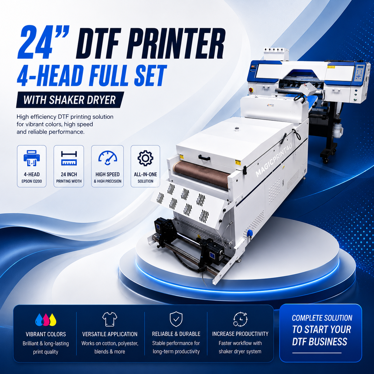 24"  DTF Printer 4-Head Full Set with Shaker Dryer