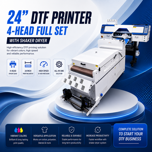 24"  DTF Printer 4-Head Full Set with Shaker Dryer