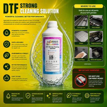 Premium DTF Strong Cleaning Solution  Deep Cleaning Formula for DTF Printers, Printheads, White Ink & Ink Lines