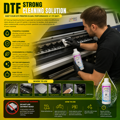 Premium DTF Strong Cleaning Solution  Deep Cleaning Formula for DTF Printers, Printheads, White Ink & Ink Lines