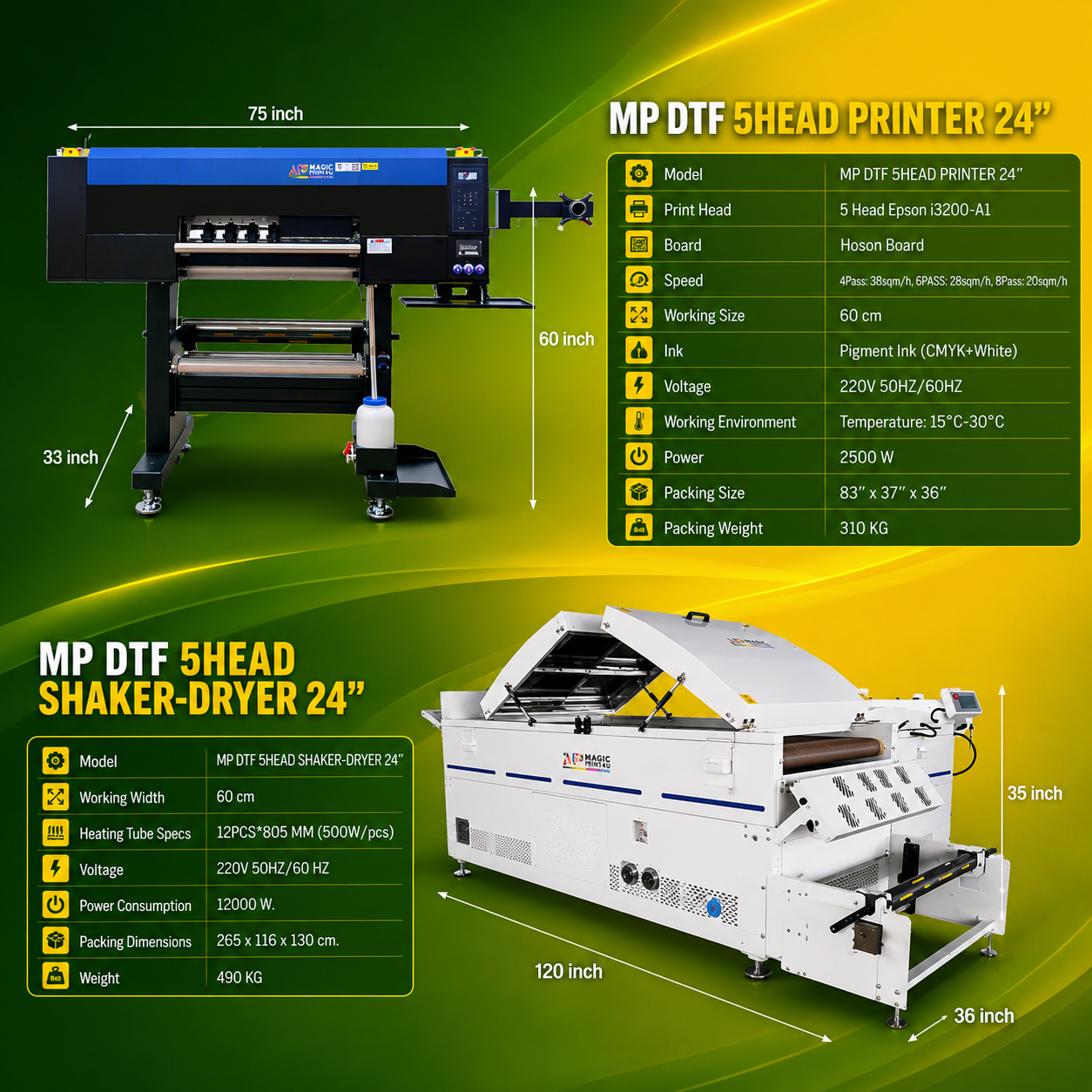 DTF 5HEAD SHAKER-DRYER 24"