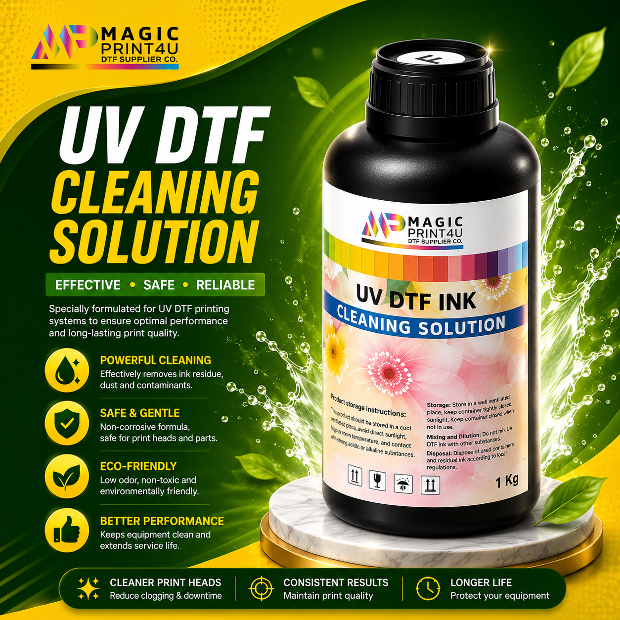 UV DTF Cleaning Solution 1L Printer Maintenance & Anti-Clog Formula