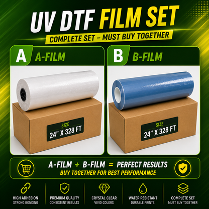 UV DTF Film Set  High Adhesion Transfer Film for Glass, Plastic & Hard Surfaces